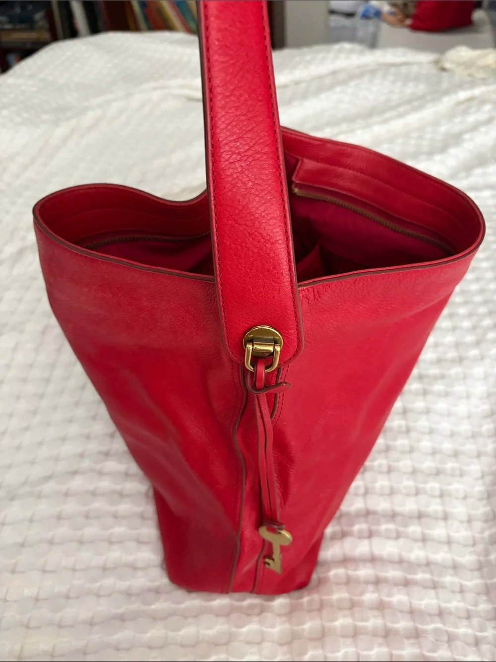 Fossil Red Leather Bag - Shoulder or Crossbody